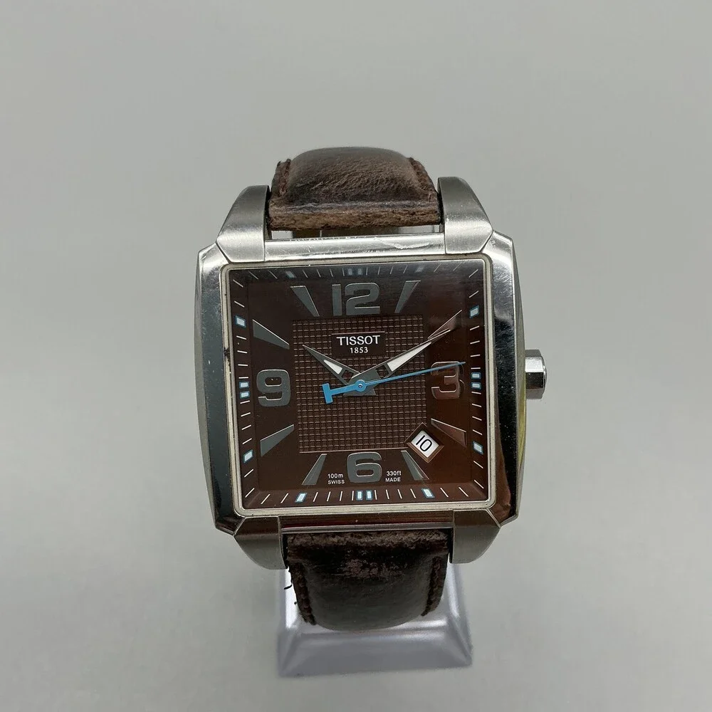 Tissot Men Watch 37mm Brown Dial Brown Leather Swiss Date T005.510.A New Battery